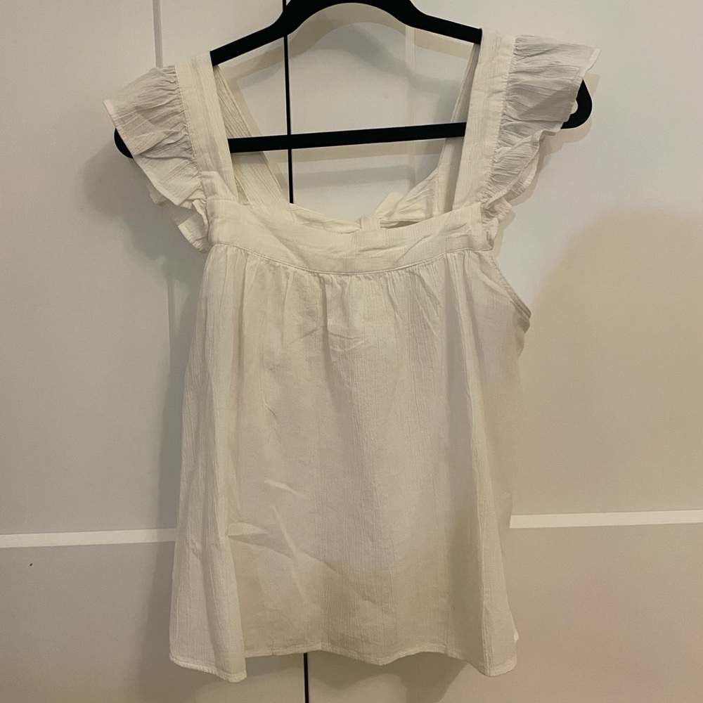 Cute White Square Neck Tank Top